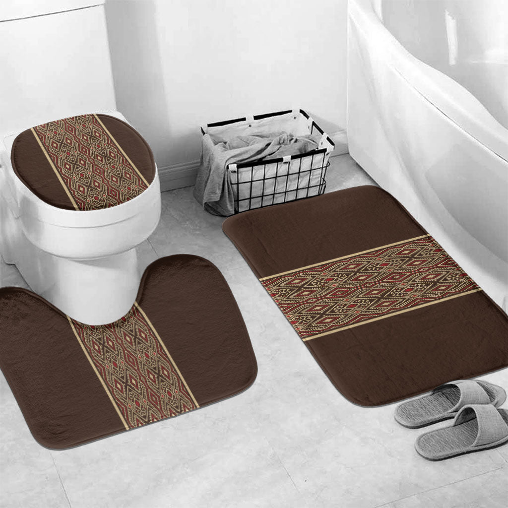 Mabuhay Philippines Festival Bathroom Set Tnalak Modern Filipiniana Inspired LT14 Mat Set Only (3 pcs) One Size Brown - Polynesian Pride