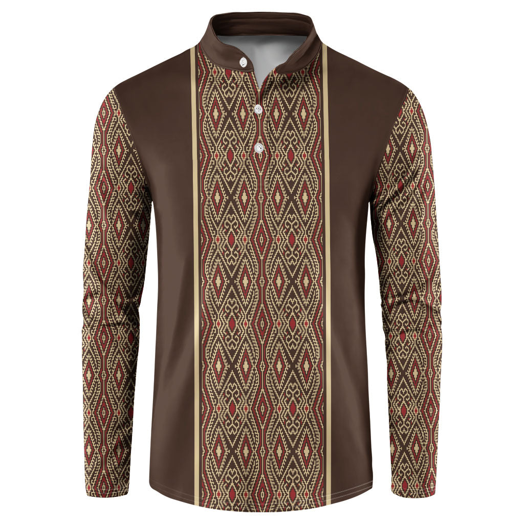 Mabuhay Philippines Festival Button Sweatshirt Tnalak Modern Filipiniana Inspired LT14 Brown - Polynesian Pride