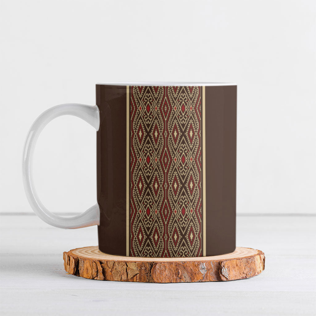 Mabuhay Philippines Festival Ceramic Mug Tnalak Modern Filipiniana Inspired LT14 Brown - Polynesian Pride
