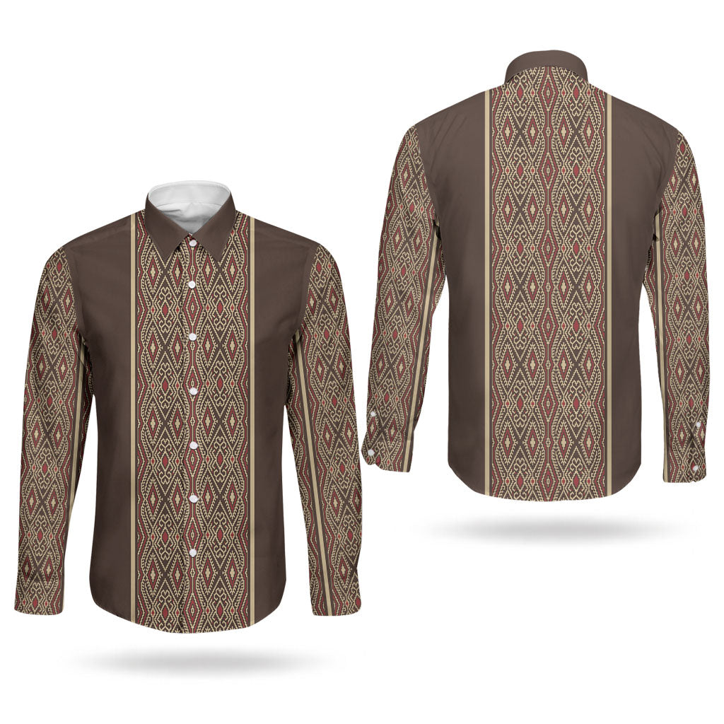 Mabuhay Philippines Festival Couples Matching Puletasi and Long Sleeve Button Shirt Tnalak Modern Filipiniana Inspired LT14 - Polynesian Pride