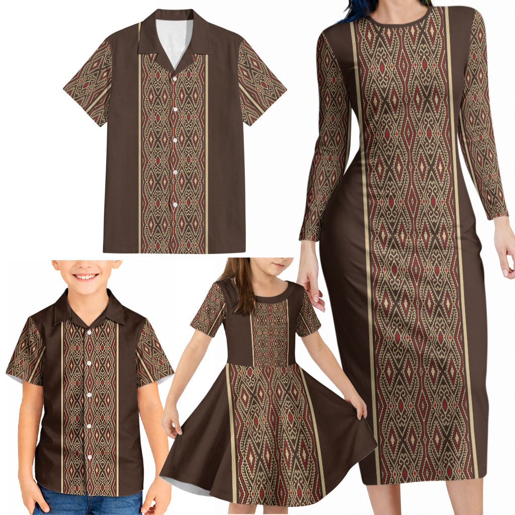 Mabuhay Philippines Festival Family Matching Long Sleeve Bodycon Dress and Hawaiian Shirt Tnalak Modern Filipiniana Inspired LT14 - Polynesian Pride