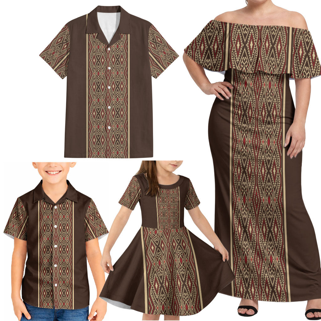 Mabuhay Philippines Festival Family Matching Off Shoulder Maxi Dress and Hawaiian Shirt Tnalak Modern Filipiniana Inspired LT14 - Polynesian Pride