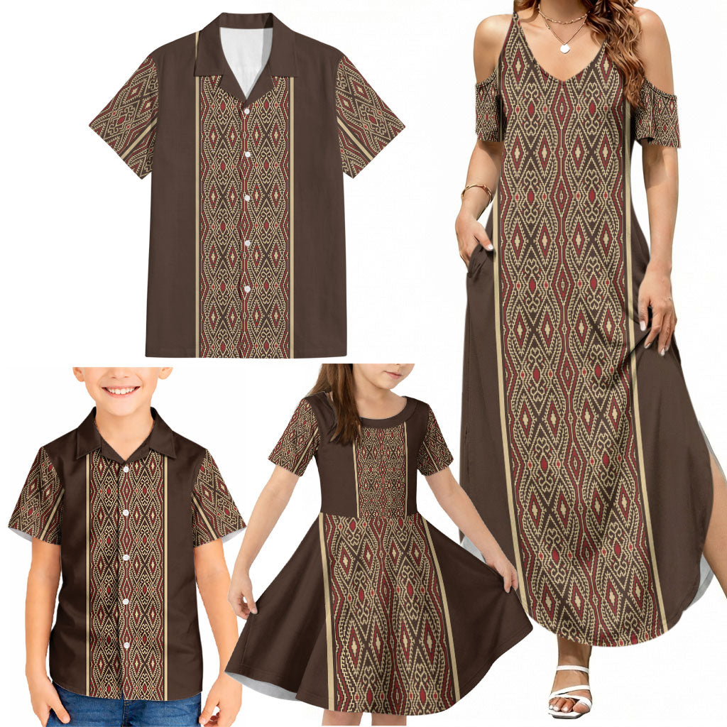 Mabuhay Philippines Festival Family Matching Summer Maxi Dress and Hawaiian Shirt Tnalak Modern Filipiniana Inspired LT14 - Polynesian Pride