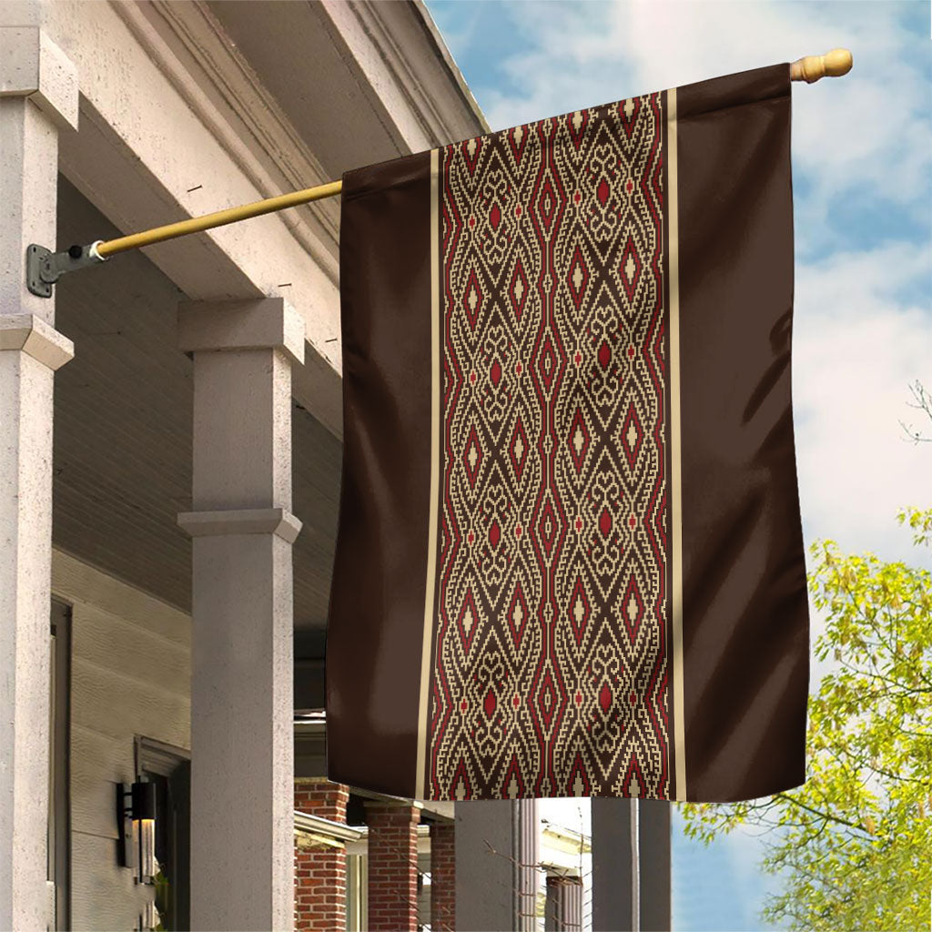 Mabuhay Philippines Festival Garden Flag Tnalak Modern Filipiniana Inspired LT14 House Flag Brown - Polynesian Pride