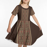 Mabuhay Philippines Festival Kid Short Sleeve Dress Tnalak Modern Filipiniana Inspired LT14 - Polynesian Pride