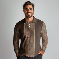 Mabuhay Philippines Festival Long Sleeve Polo Shirt Tnalak Modern Filipiniana Inspired LT14 - Polynesian Pride