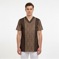 Mabuhay Philippines Festival Scrub Top Tnalak Modern Filipiniana Inspired LT14 - Polynesian Pride