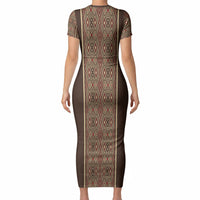 Mabuhay Philippines Festival Short Sleeve Bodycon Dress Tnalak Modern Filipiniana Inspired LT14 - Polynesian Pride
