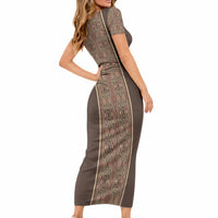 Mabuhay Philippines Festival Short Sleeve Bodycon Dress Tnalak Modern Filipiniana Inspired LT14 - Polynesian Pride