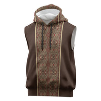 Mabuhay Philippines Festival Sleeveless Hoodie Tnalak Modern Filipiniana Inspired LT14 Brown - Polynesian Pride