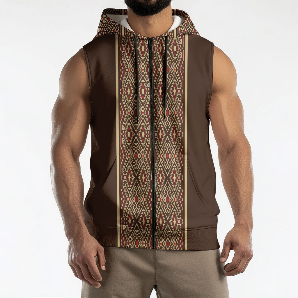 Mabuhay Philippines Festival Sleeveless Zip Hoodie Tnalak Modern Filipiniana Inspired LT14 - Polynesian Pride