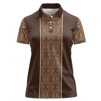 Mabuhay Philippines Festival Women Polo Shirt Tnalak Modern Filipiniana Inspired LT14 Female Brown - Polynesian Pride
