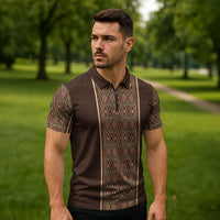 Mabuhay Philippines Festival Zipper Polo Shirt Tnalak Modern Filipiniana Inspired LT14 - Polynesian Pride