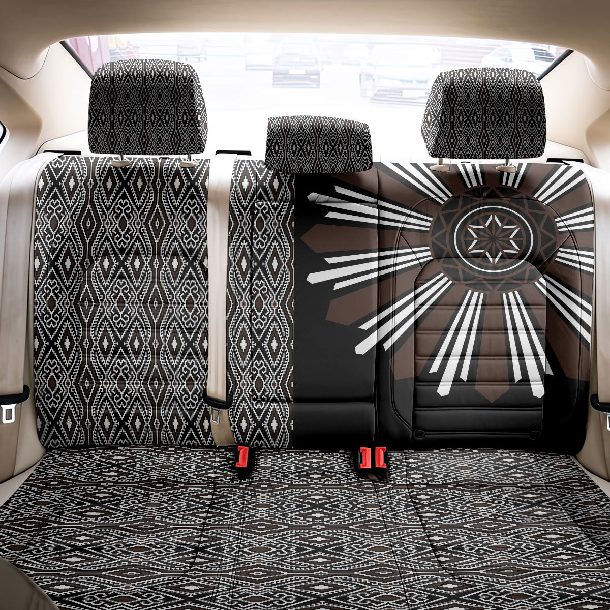 Mabuhay Philippines Festival Back Car Seat Cover Araw Tnalak Modern Filipiniana Inspired LT14 - Polynesian Pride