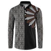 Mabuhay Philippines Festival Button Sweatshirt Araw Tnalak Modern Filipiniana Inspired LT14 Black - Polynesian Pride