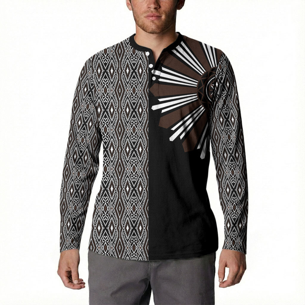 Mabuhay Philippines Festival Button Sweatshirt Araw Tnalak Modern Filipiniana Inspired LT14 - Polynesian Pride