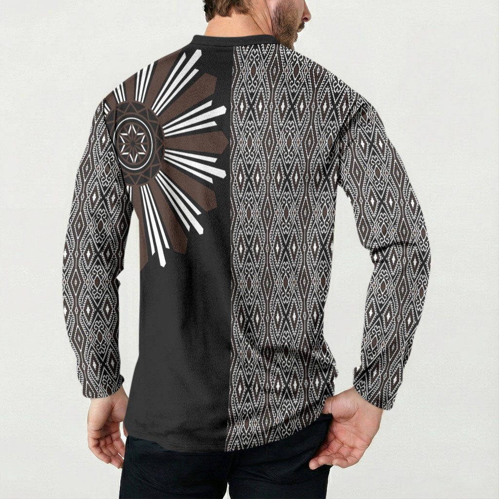 Mabuhay Philippines Festival Button Sweatshirt Araw Tnalak Modern Filipiniana Inspired LT14 - Polynesian Pride