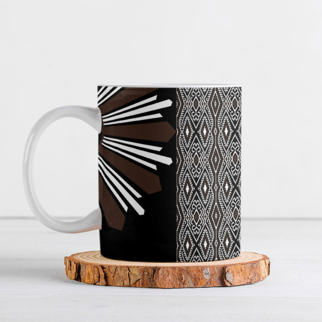 Mabuhay Philippines Festival Ceramic Mug Araw Tnalak Modern Filipiniana Inspired LT14 Black - Polynesian Pride