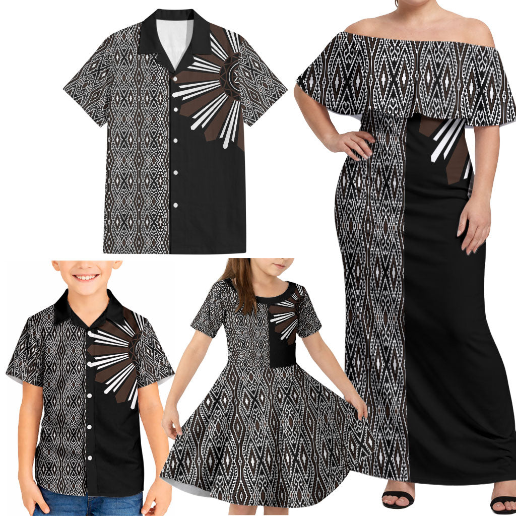 Mabuhay Philippines Festival Family Matching Off Shoulder Maxi Dress and Hawaiian Shirt Araw Tnalak Modern Filipiniana Inspired LT14 - Polynesian Pride
