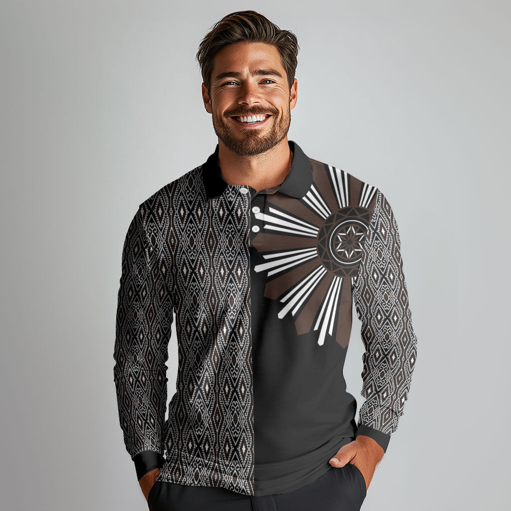 Mabuhay Philippines Festival Long Sleeve Polo Shirt Araw Tnalak Modern Filipiniana Inspired LT14 - Polynesian Pride