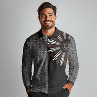 Mabuhay Philippines Festival Long Sleeve Polo Shirt Araw Tnalak Modern Filipiniana Inspired LT14 - Polynesian Pride