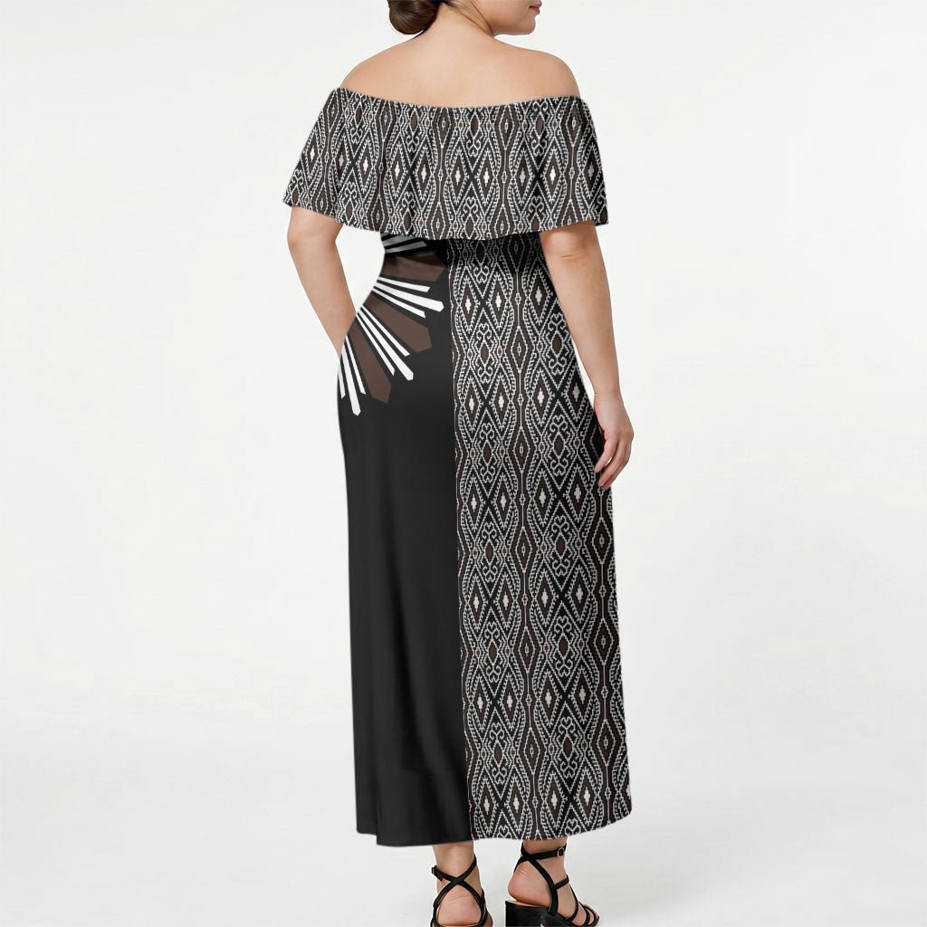 Mabuhay Philippines Festival Off Shoulder Maxi Dress Araw Tnalak Modern Filipiniana Inspired LT14 - Polynesian Pride