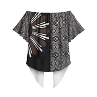 Mabuhay Philippines Festival Off Shoulder Wrap Waist Top Araw Tnalak Modern Filipiniana Inspired LT14 - Polynesian Pride