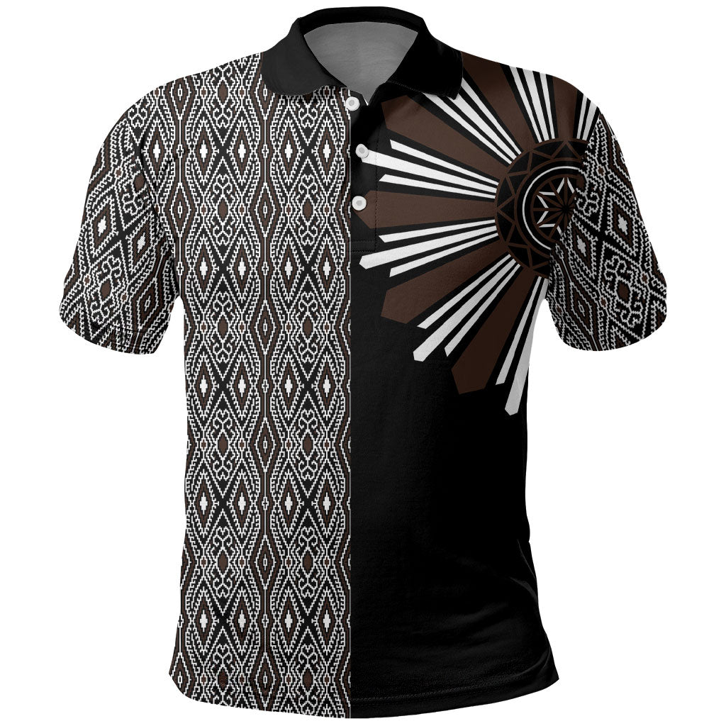 Mabuhay Philippines Festival Polo Shirt Araw Tnalak Modern Filipiniana Inspired LT14 Black - Polynesian Pride