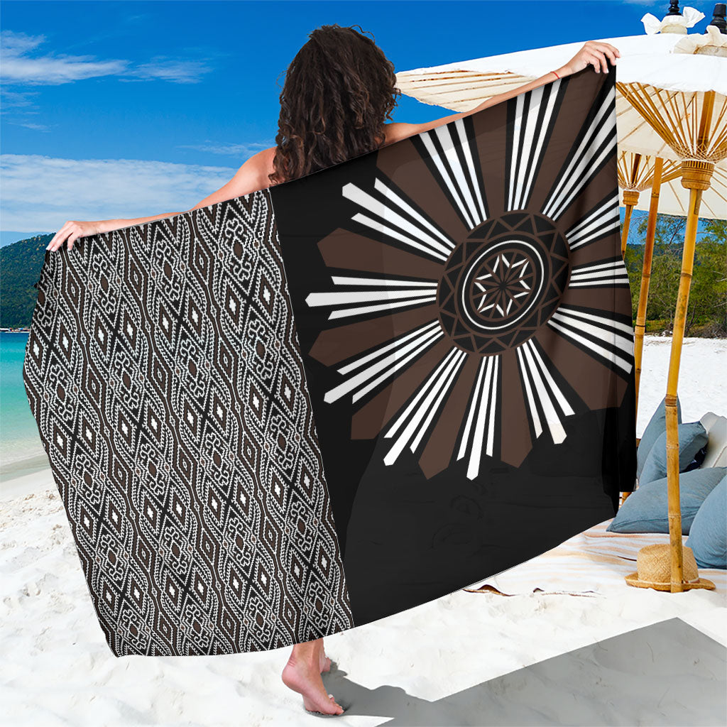 Mabuhay Philippines Festival Sarong Araw Tnalak Modern Filipiniana Inspired LT14 One Size 44 x 66 inches Black - Polynesian Pride