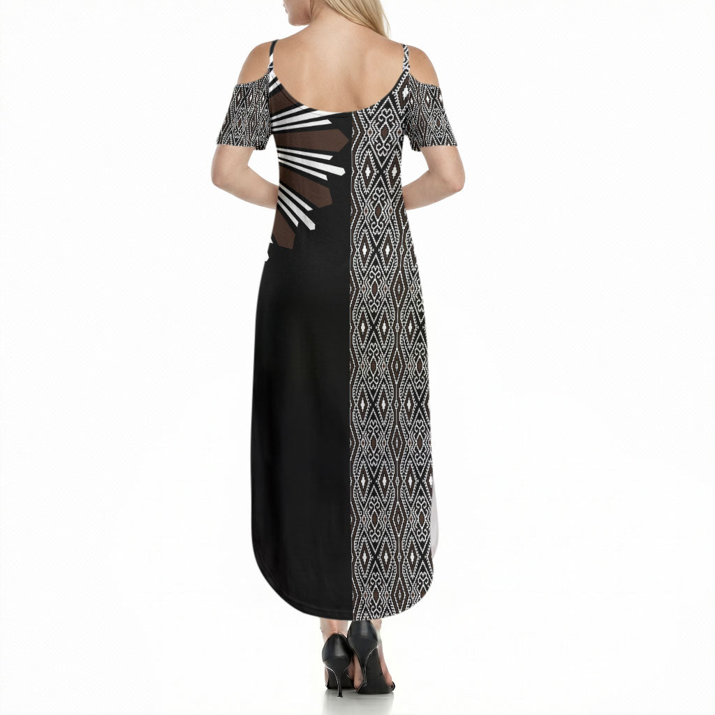 Mabuhay Philippines Festival Summer Maxi Dress Araw Tnalak Modern Filipiniana Inspired LT14 - Polynesian Pride