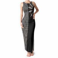Mabuhay Philippines Festival Tank Maxi Dress Araw Tnalak Modern Filipiniana Inspired LT14 Women Black - Polynesian Pride