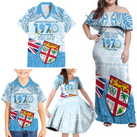 Fiji Day 1970 Family Matching Off Shoulder Maxi Dress and Hawaiian Shirt Proud To Be A Fijian Tapa Pattern LT14 - Polynesian Pride