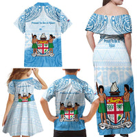 Fiji Day 1970 Family Matching Off Shoulder Maxi Dress and Hawaiian Shirt Proud To Be A Fijian Tapa Pattern LT14 - Polynesian Pride