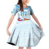 Fiji Day 1970 Family Matching Off Shoulder Short Dress and Hawaiian Shirt Proud To Be A Fijian Tapa Pattern LT14 Daughter's Dress Blue - Polynesian Pride