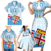 Fiji Day 1970 Family Matching Short Sleeve Bodycon Dress and Hawaiian Shirt Proud To Be A Fijian Tapa Pattern LT14 - Polynesian Pride