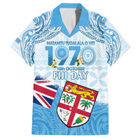 Fiji Day 1970 Family Matching Summer Maxi Dress and Hawaiian Shirt Proud To Be A Fijian Tapa Pattern LT14 Dad's Shirt - Short Sleeve Blue - Polynesian Pride