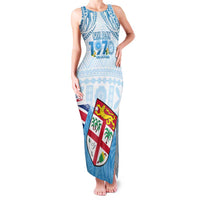 Fiji Day 1970 Family Matching Tank Maxi Dress and Hawaiian Shirt Proud To Be A Fijian Tapa Pattern LT14 Mom's Dress Blue - Polynesian Pride