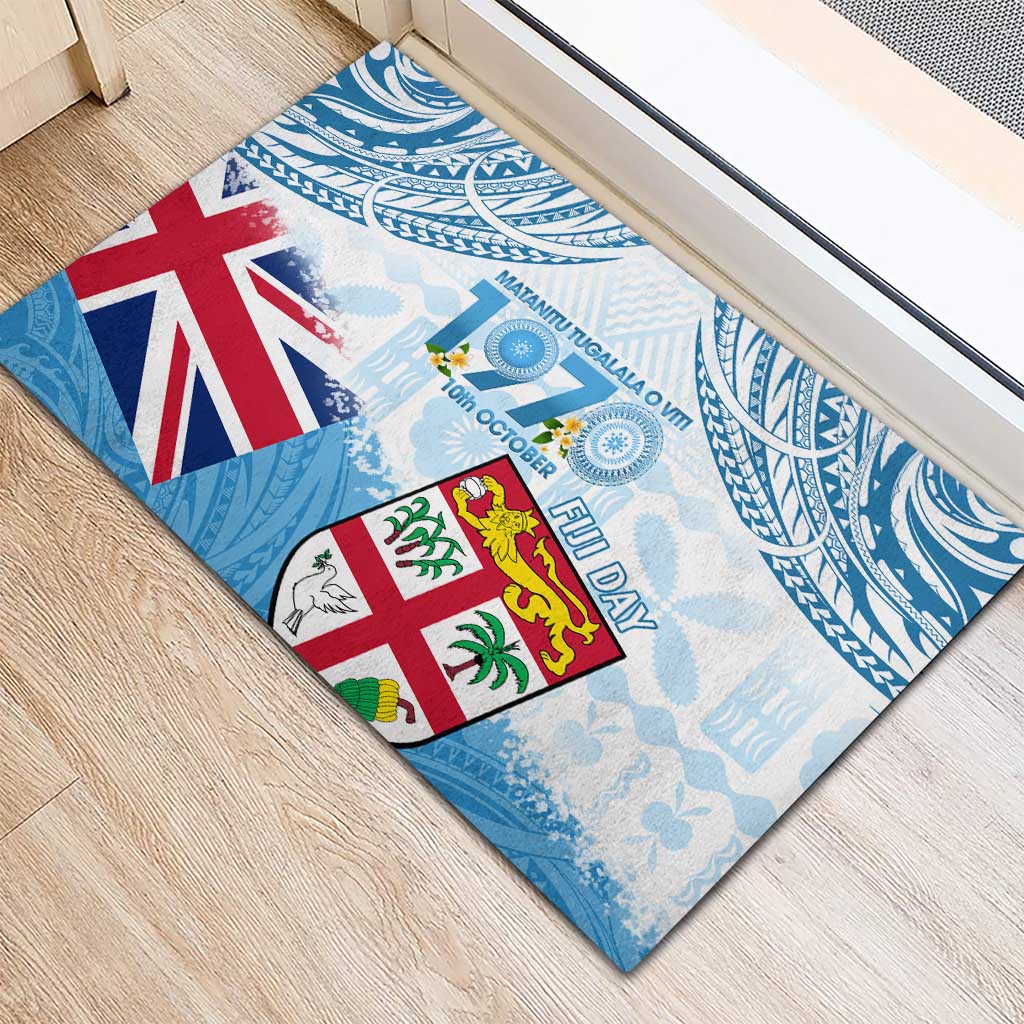 Fiji Day 1970 Rubber Doormat Proud To Be A Fijian Tapa Pattern