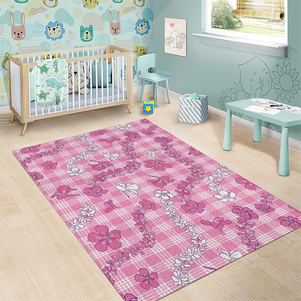 Alaka Aloha Hawaii Area Rug Plumeria Lei With Palaka Motif LT14 - Polynesian Pride