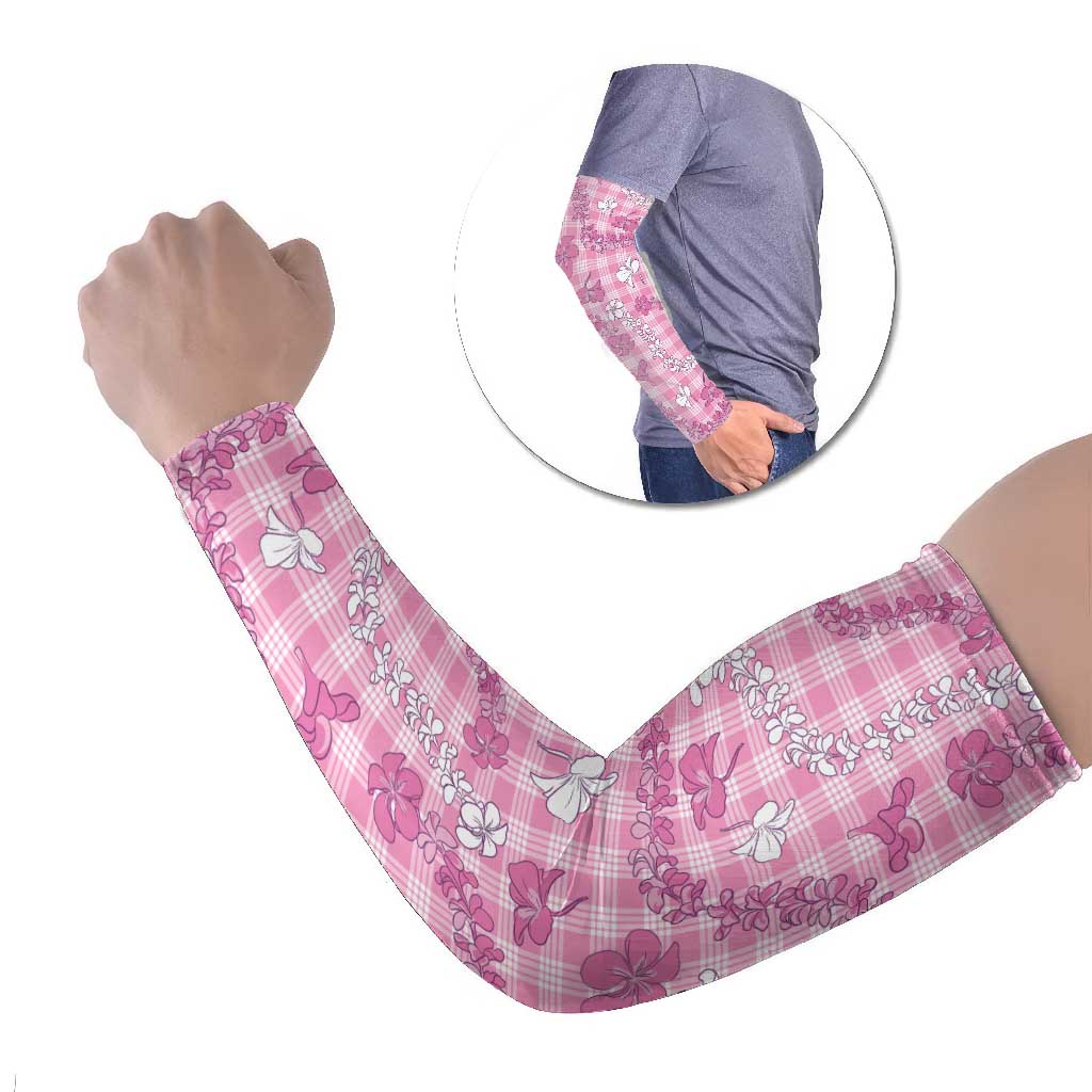 Alaka Aloha Hawaii Arm Sleeves Plumeria Lei With Palaka Motif - Polynesian Pride