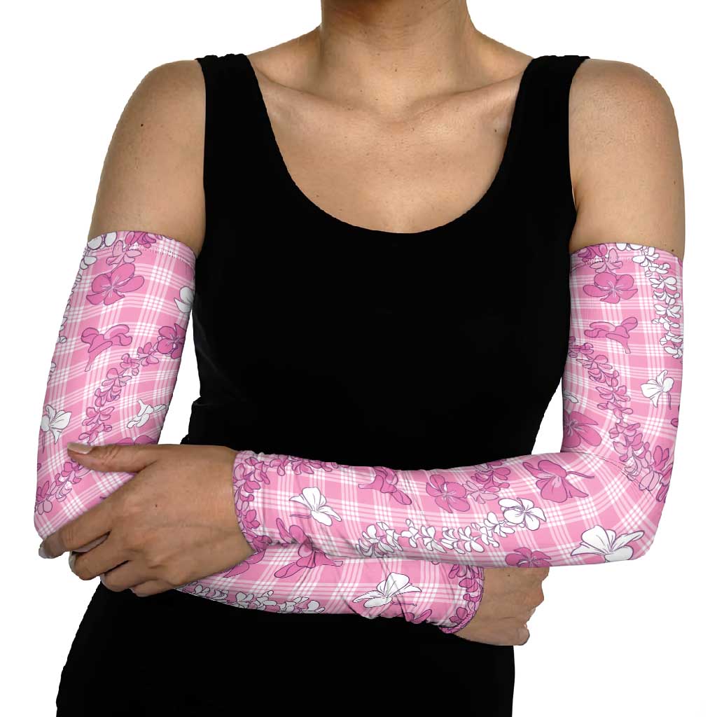 Alaka Aloha Hawaii Arm Sleeves Plumeria Lei With Palaka Motif - Polynesian Pride