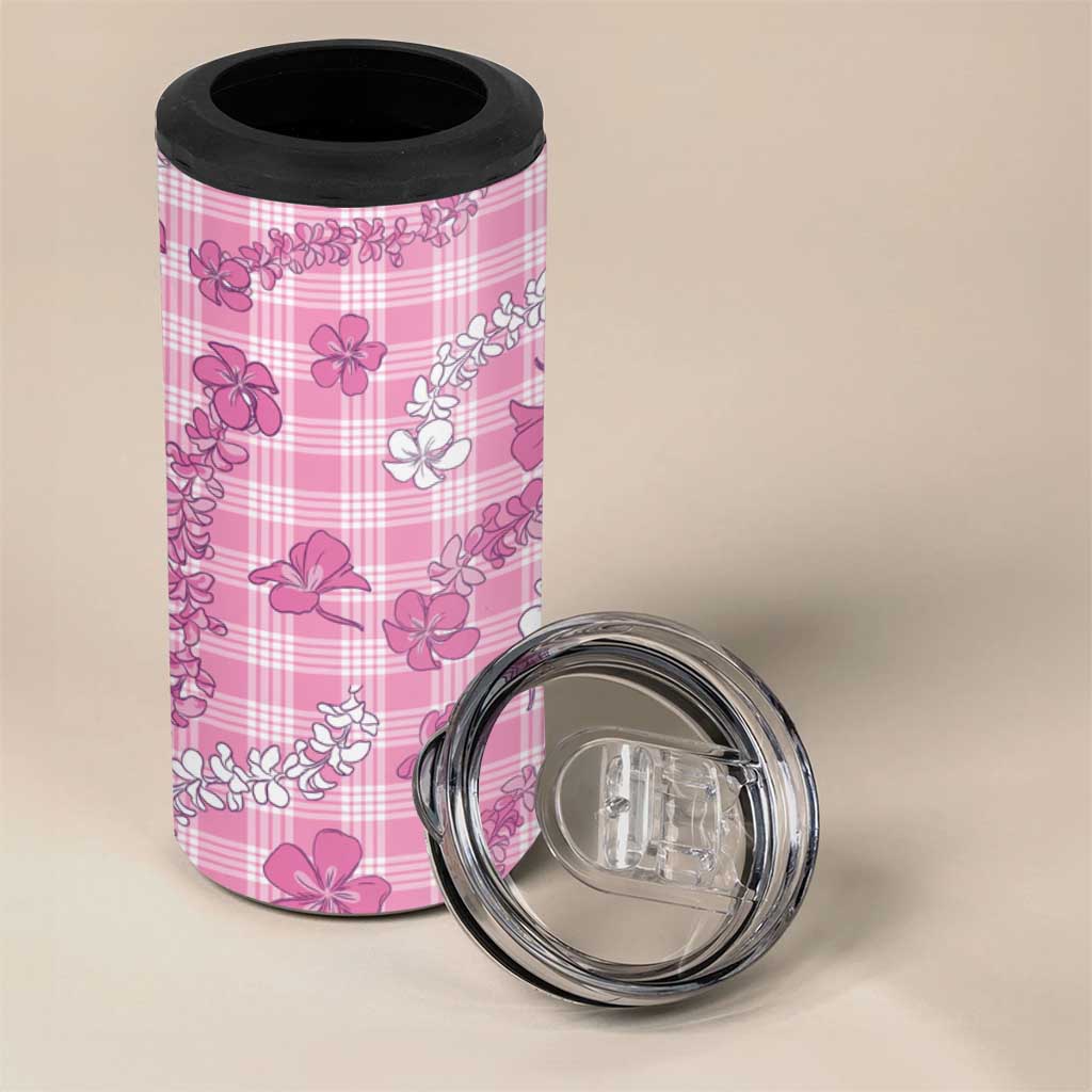 Alaka Aloha Hawaii 4 in 1 Can Cooler Tumbler Plumeria Lei With Palaka Motif - Polynesian Pride