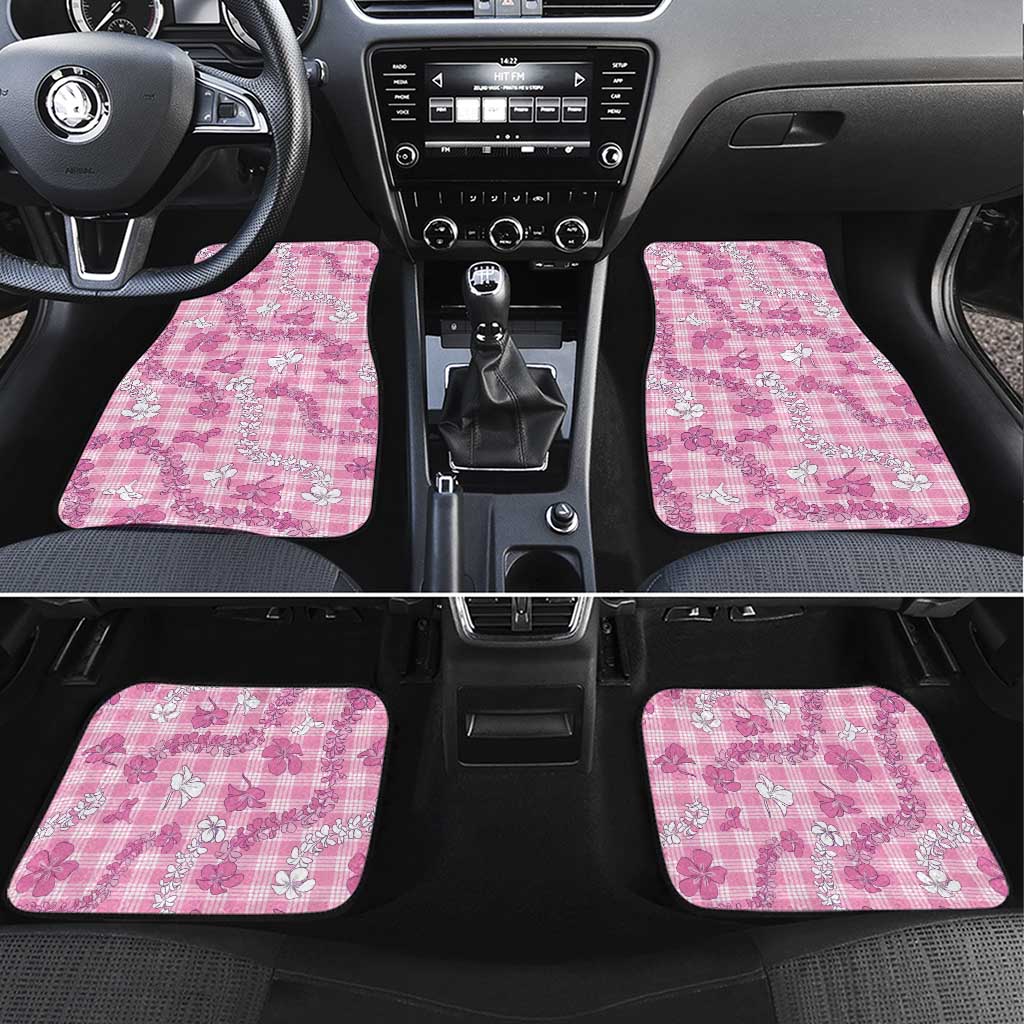 Alaka Aloha Hawaii Car Mats Plumeria Lei With Palaka Motif LT14 Set 4pcs Pink - Polynesian Pride