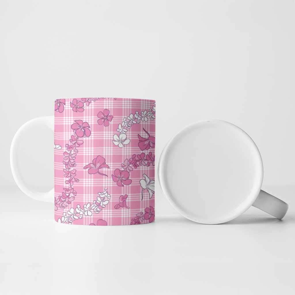 Alaka Aloha Hawaii Ceramic Mug Plumeria Lei With Palaka Motif - Polynesian Pride