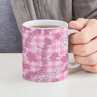 Alaka Aloha Hawaii Ceramic Mug Plumeria Lei With Palaka Motif - Polynesian Pride