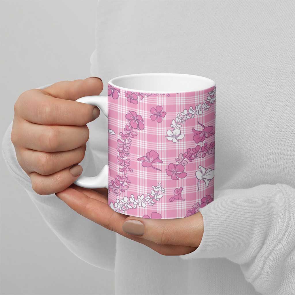Alaka Aloha Hawaii Ceramic Mug Plumeria Lei With Palaka Motif - Polynesian Pride
