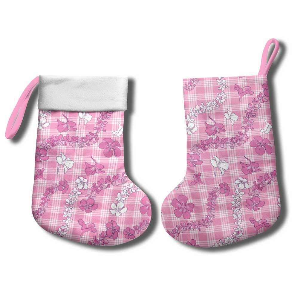 Alaka Aloha Hawaii Christmas Stocking Plumeria Lei With Palaka Motif - Polynesian Pride
