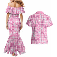 Alaka Aloha Hawaii Couples Matching Mermaid Dress and Hawaiian Shirt Plumeria Lei With Palaka Motif LT14 - Polynesian Pride