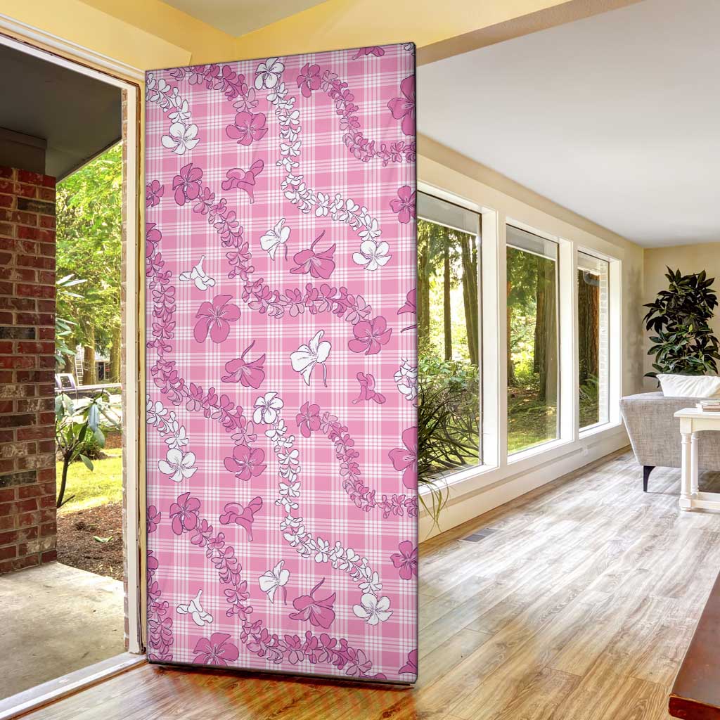 Alaka Aloha Hawaii Door Cover Plumeria Lei With Palaka Motif - Polynesian Pride