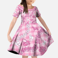 Alaka Aloha Hawaii Family Matching Mermaid Dress and Hawaiian Shirt Plumeria Lei With Palaka Motif LT14 Daughter's Dress Pink - Polynesian Pride
